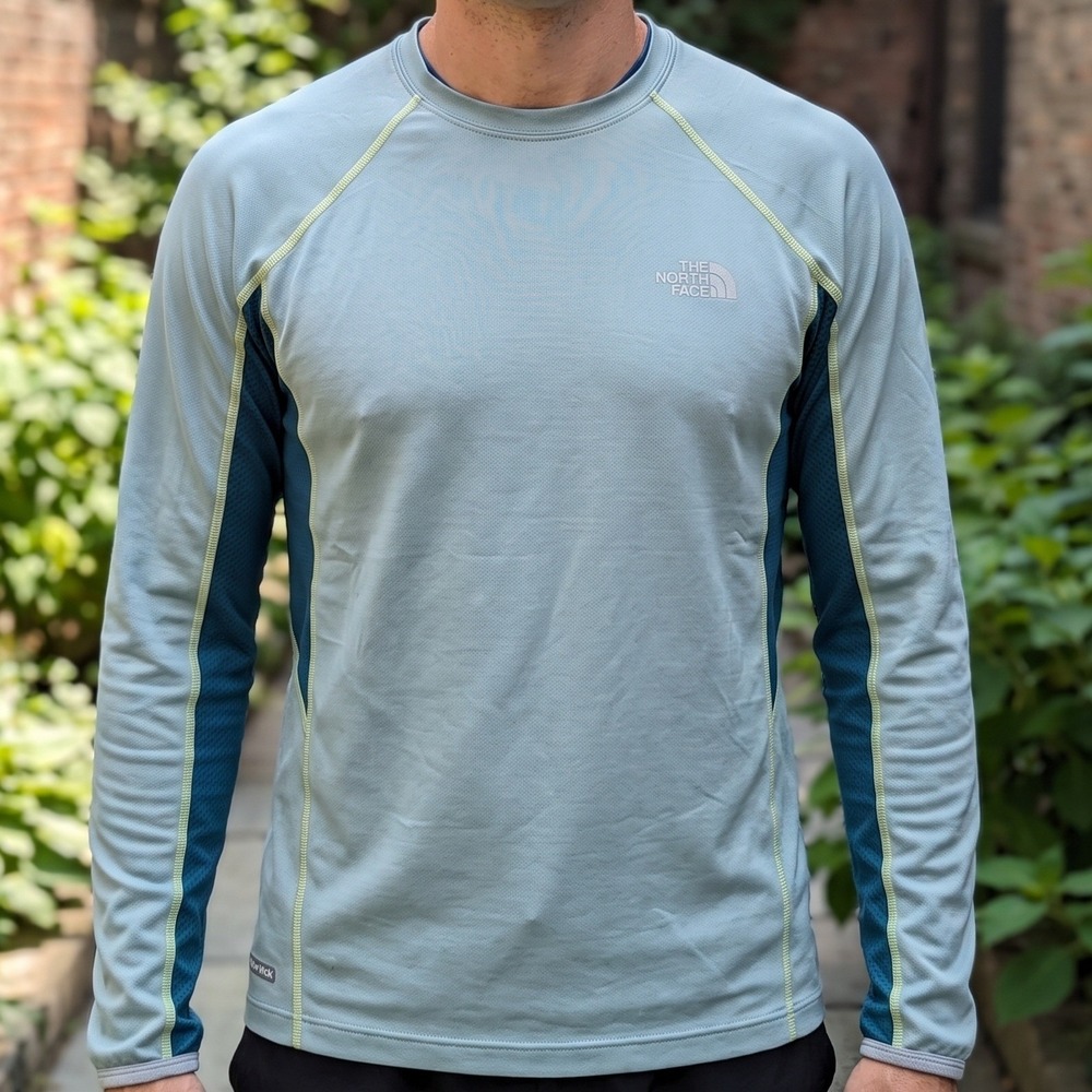 The North Face Flight Series VaporWick Mens Gray Teal Long Sleeve Running Shirt